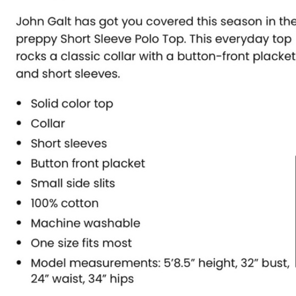 Cotton Polo John Galt : Brandy Melville Cotton Polo Short Sleeve Button Up Top - Picture 2 of 2